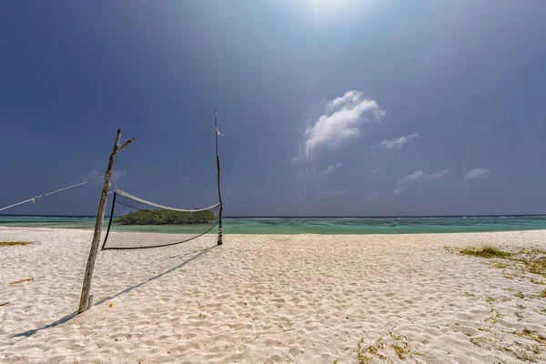 Volleyballnetz Tropischen Sandstrand — Stockfoto