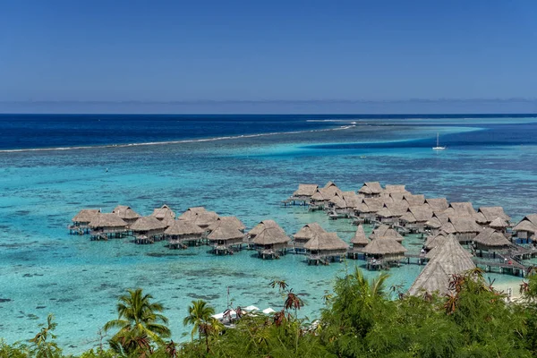 Plážový Bungalov Moorea Lagunu Tahiti Francouzská Polynésie — Stock fotografie