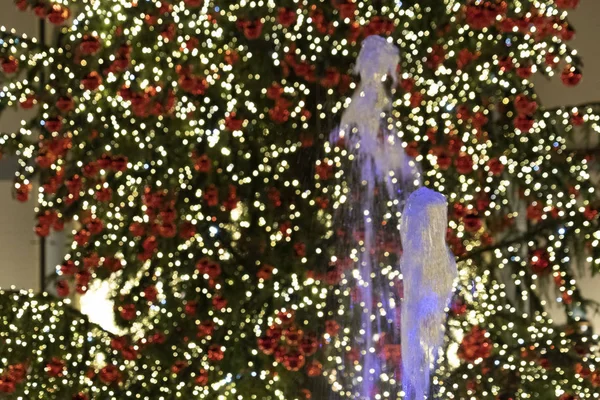 Rua Natal Árvore Decorações Luzes Xmas Bolas — Fotografia de Stock