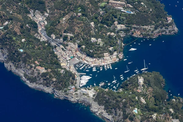 Portofino Italien Luftaufnahme Aus Dem Flugzeug Panorama Landschaft — Stockfoto