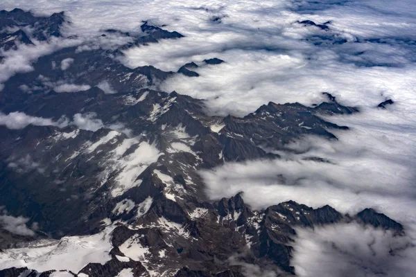 Widok Lotu Ptaka Alpy Airplane Krajobraz Panorama — Zdjęcie stockowe