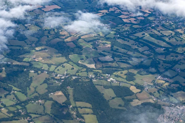 イギリスの田園耕作された分野空撮風景パノラマ — ストック写真