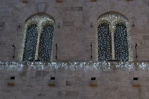 Chiavari Historischen Mittelalterlichen Dorf Straßenlaternen Für Weihnachten — Stockfoto