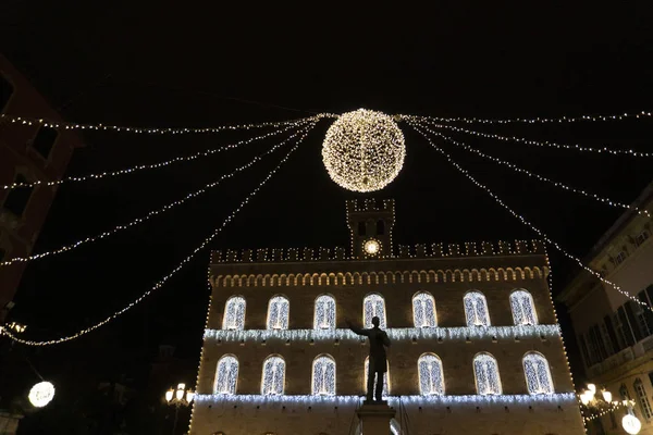 Chiavari historical medieval village street lights for christmas