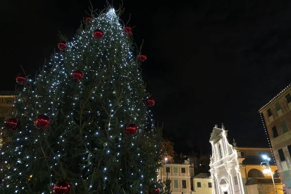 Chiavari Storico Borgo Medievale Lampioni Natale — Foto Stock