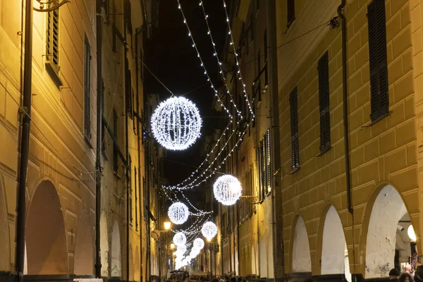 Chiavari Italië December 2018 Historische Middeleeuwse Stad Vol Van Mensen — Stockfoto