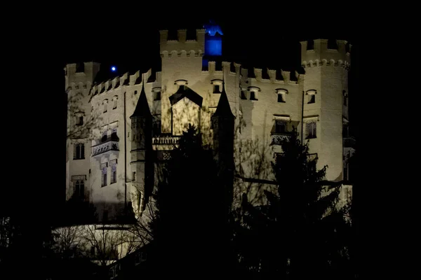 Castelo Hohenschwangau Alemanha Vista Noite — Fotografia de Stock