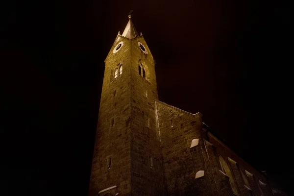 Église Neuschonau Dans Forêt Bavaroise Nuit — Photo