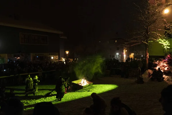 Neuschoenau Germania Gennaio 2019 Celebrazione Notturna Tradizionale Lousnacht Una Volta — Foto Stock
