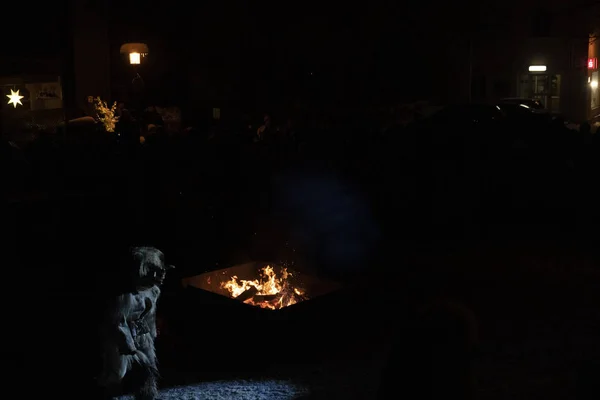Neuschoenau ドイツ 2019 伝統的な Lousnacht 夜の祭典 一度年森林の精神 Waldgeister あたり野生舞う冬の霊を追い払うべきバイエルン村婦に来る — ストック写真
