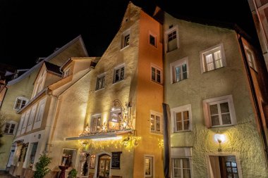 Fussen Almanya Bavyera ortaçağdan kalma şehir gece Noel