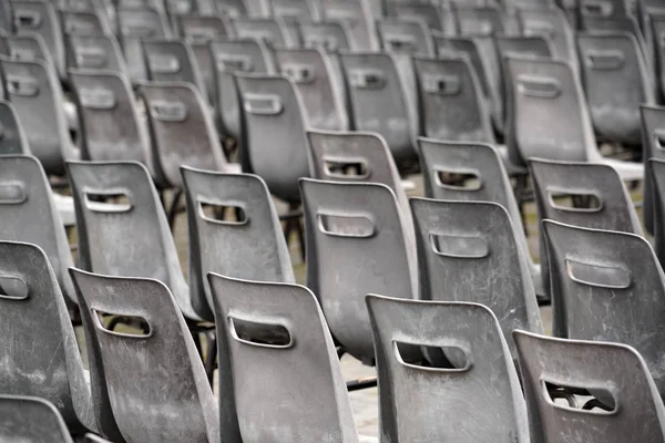 Muitas Cadeiras Vazias Sem Detalhe Público Antes Missa Papa Francisco — Fotografia de Stock