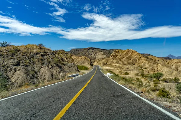 Rijden Mexico Baja California Woestijn Eindeloze Weg — Stockfoto
