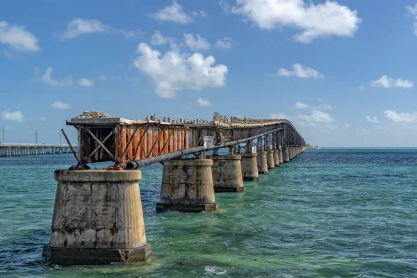 Uszkodzony Mostek Key West Island Florydzie Autostrady Panorama — Zdjęcie stockowe