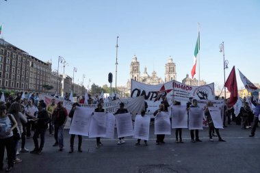 Mexico City - 30 Ocak 2019 - şehir ana kare zocalo, siyasi popüler gösteride şehrin Ocak için olaylar bu tür bir sitedir