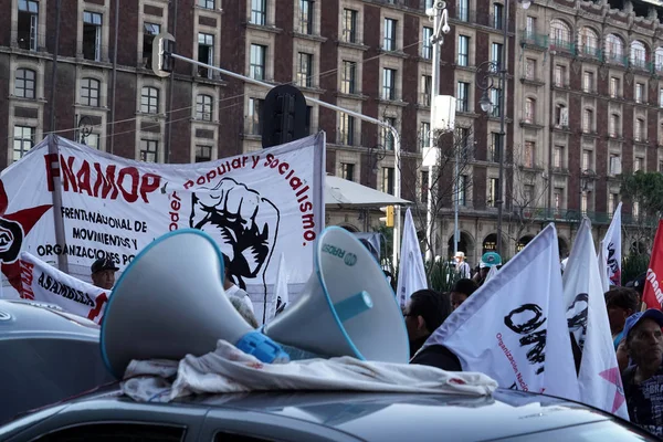 Ciudad México Enero 2019 Manifestación Popular Política Zócalo Plaza Principal — Foto de Stock