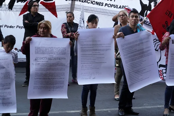 Ciudad México Enero 2019 Manifestación Popular Política Zócalo Plaza Principal —  Fotos de Stock