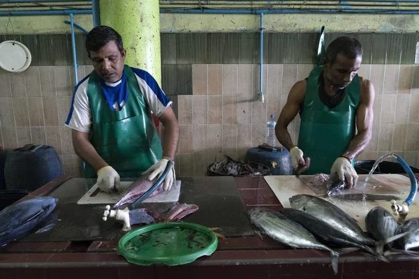 Male, Maledivy - únor, 23 2019 - lidé, nákup v rybí trh — Stock fotografie