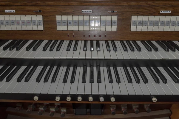 church organ double keyboard detail