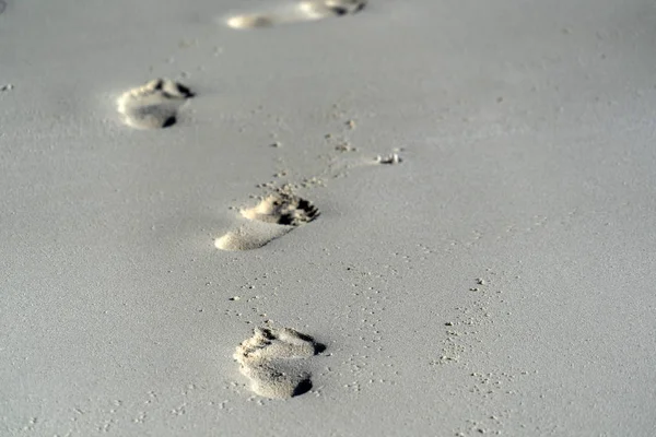 Menschliche Spuren im Sand eines tropischen Strandes — Stockfoto