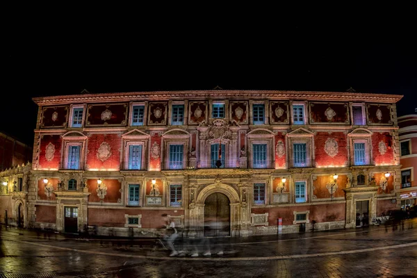 Murcia Bischofspalast Blick bei Nacht — Stockfoto