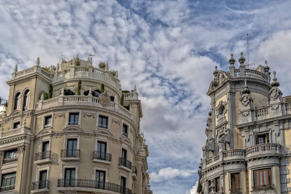 Madrid Spain buidings of famous gran via street