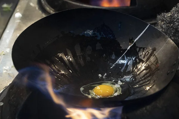 Wok rice spaghetti cooking — Stock Photo, Image