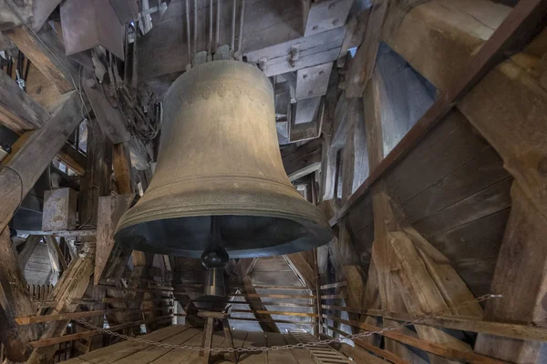 Notre dame paris cathedral bells and roof before fire — Stock Photo, Image