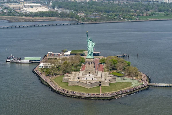 Statue of liberty aerial view