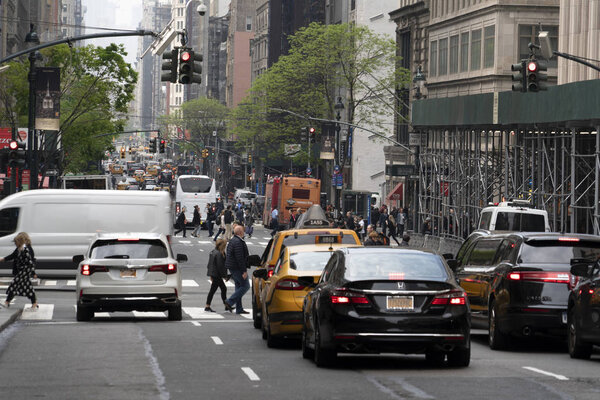 NEW YORK, USA - MAY 5 2019 - NYC streets in Manhattan are congested with traffic jam