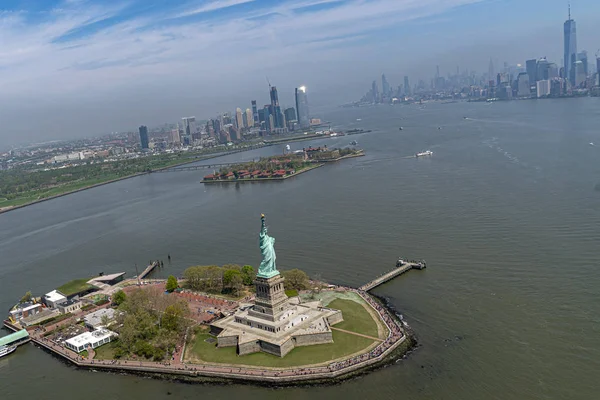 statue of liberty aerial view