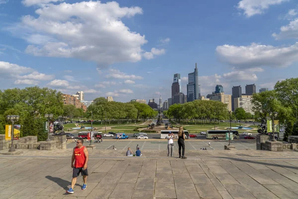 Philadelphia, Verenigde Staten-april 30 2019-de rotsachtige trappen in het Museum van — Stockfoto