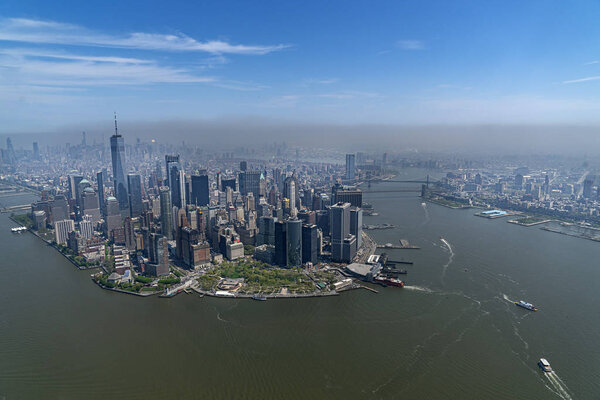 Manhattan aerial view from helicopter