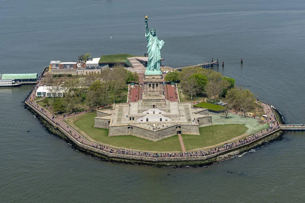 statue of liberty aerial view