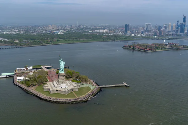 statue of liberty aerial view