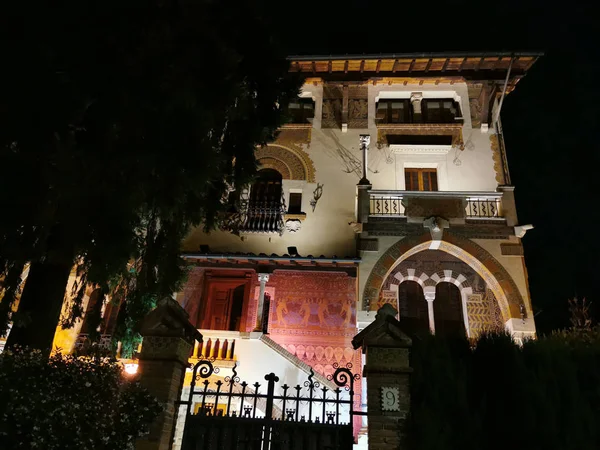 Coppede unusual style architechture district in roma buildings at night art nouveau liberty — Stock Photo, Image