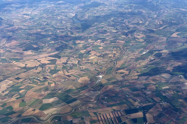 Lazio region farmed fields hills aerial view — Stock Photo, Image