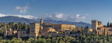 Gün batımında Granada Ispanya Alhambra kale Sarayı