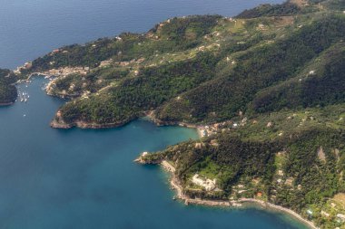 Portofino İtalya havadan uçaktan görünümü