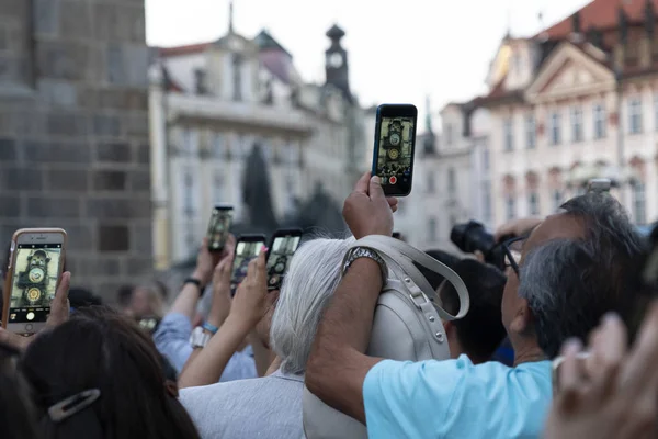 Praha, ÄŚeskĂ/Červenec 17 2019-Pražský věžový hodiny apostoles hodinová show — Stock fotografie