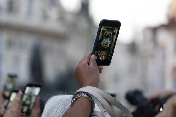 PRAGUE, CZECH REPUBLIC - JULY 17 2019 - Prague Tower clock apostoles hour show — Stock Photo, Image