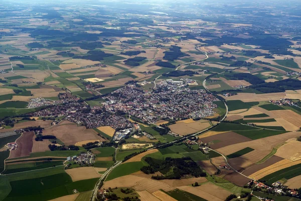 Beieren Duitsland gekweekte velden luchtfoto landschap — Stockfoto