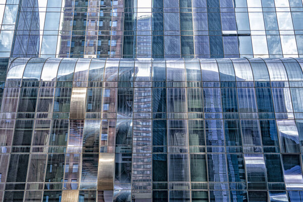 New york manhattan skyscrapers building detail reflections on windows