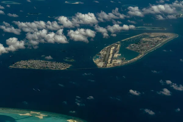 male maldives bridge and airport aerial panorama landscape