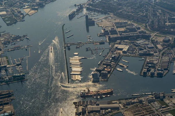 Amsterdam Harbor Aerial utsikt Panorama — Stockfoto