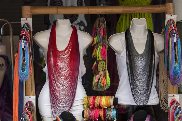 Long woman necklaces in a shop — Stock Photo, Image