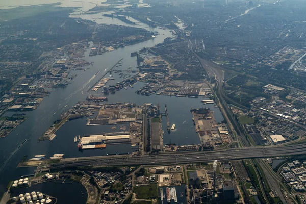 Tunel Amsterdam Harbor Panorama z lotu ptaka — Zdjęcie stockowe