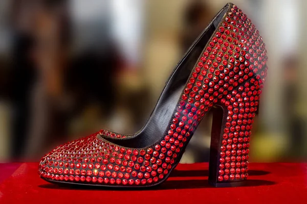 Ruby covered high heels red woman shoe — стоковое фото