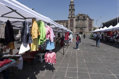 Mexico City, Meksika - 5 Kasım 2017 Saint Domingo Place pazarı
