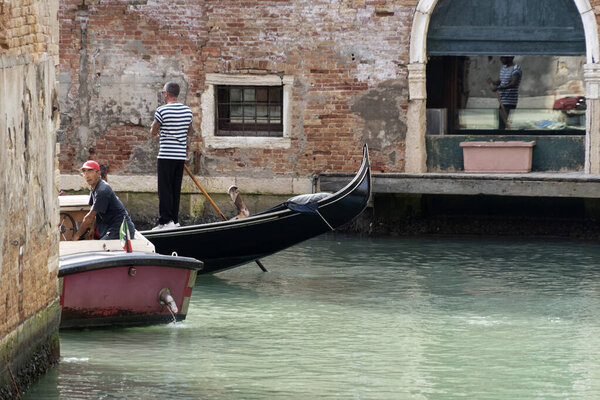 VENICE, ITALY - SEPTEMBER 15 2019 - Gondola ride in Venice 